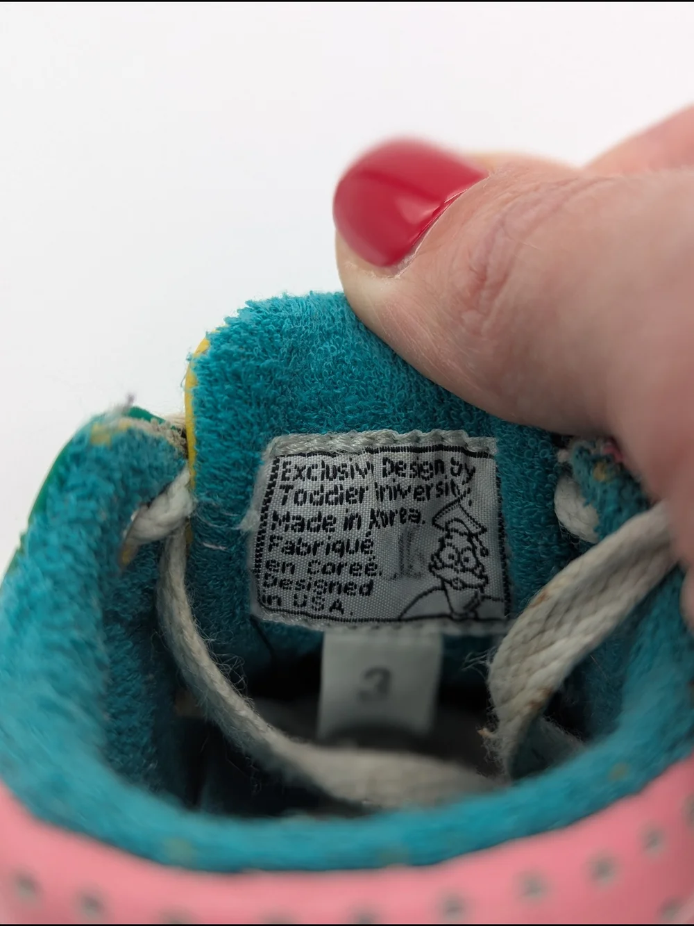 University Pink Vintage Retro Teal Lace-Up Walkers Made In USA Baby Size 3